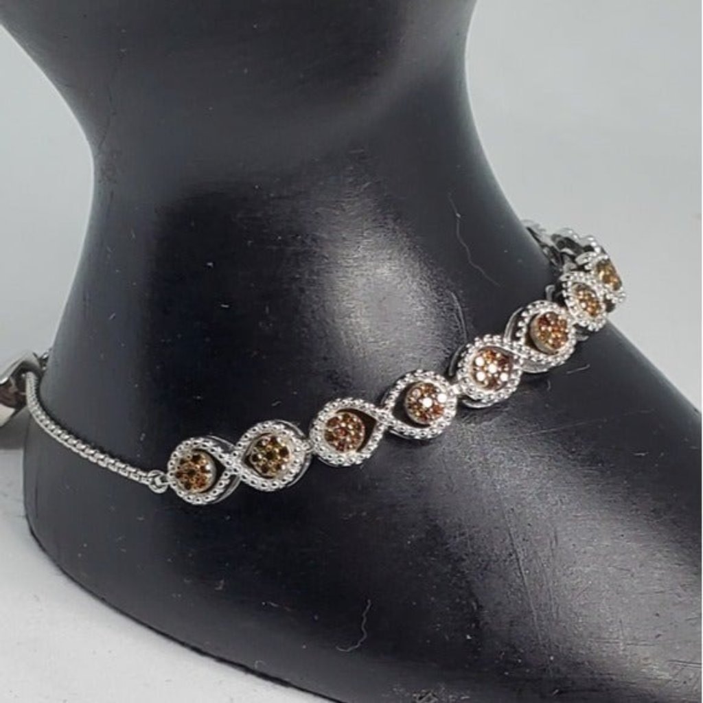 Genuine 1 Carat Of Brown Diamond Infinite Love Bolo Slide Bracelet